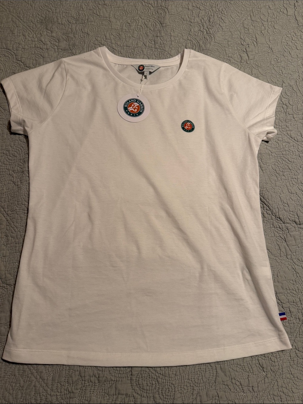 Lacoste White Short Sleeve Crew Tee with Small Patch Logo